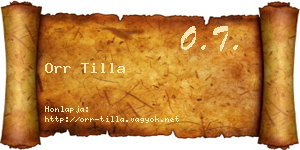 Orr Tilla névjegykártya